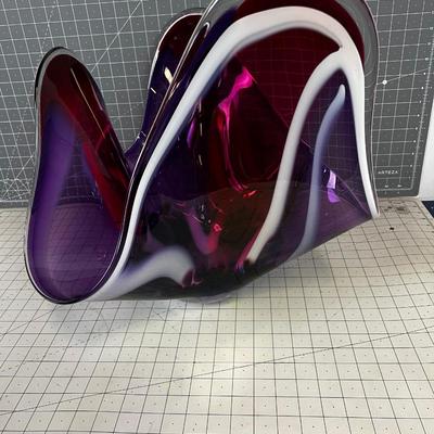 Hand Blown Glass SHADE  Purple /Red and Blue