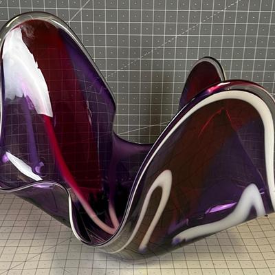 Hand Blown Glass SHADE  Purple /Red and Blue