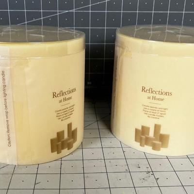 Pair of 3 wick Candles Color IVORY 