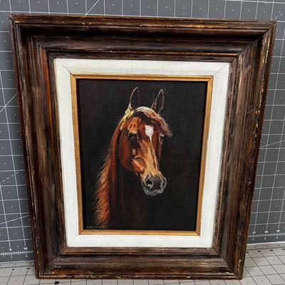 Small Oil Painting Framed of Horse