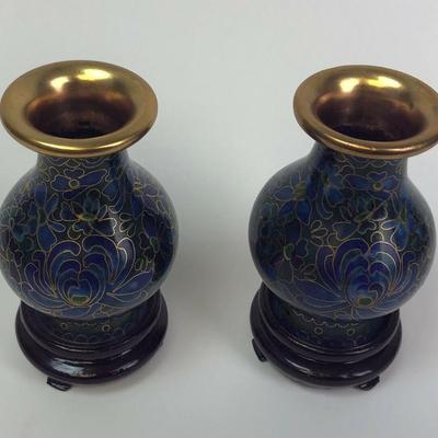 miniature CHINESE CLOISONNE VASES pair
