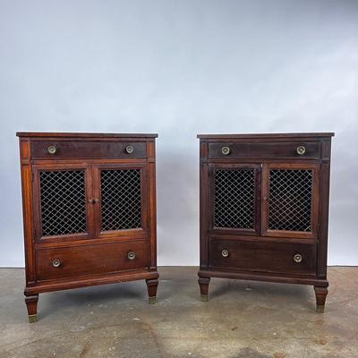 1322 Pair of Kindel French Regency Style Belvedere Nightstands