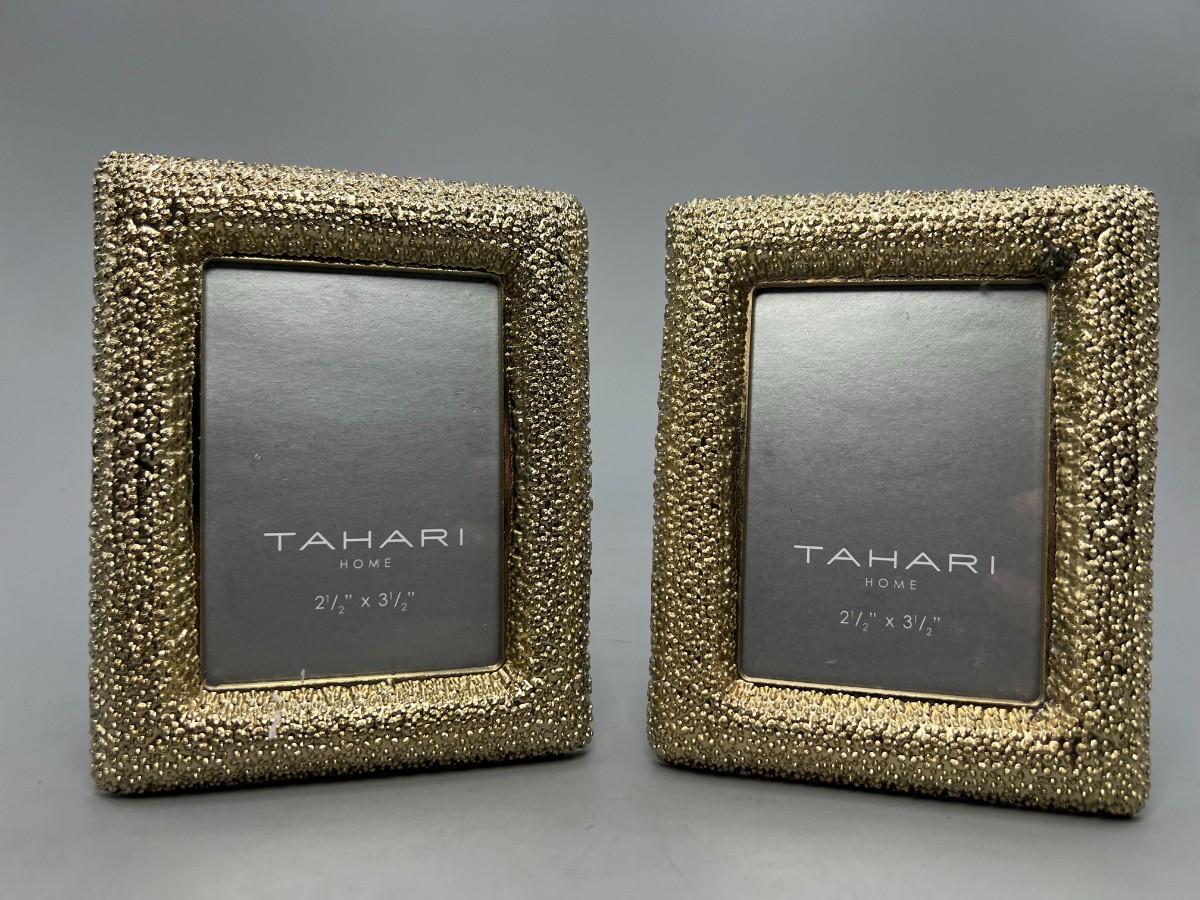 Pair of Small Tahari Home Modern Decor Gold Picture Frames | EstateSales.org