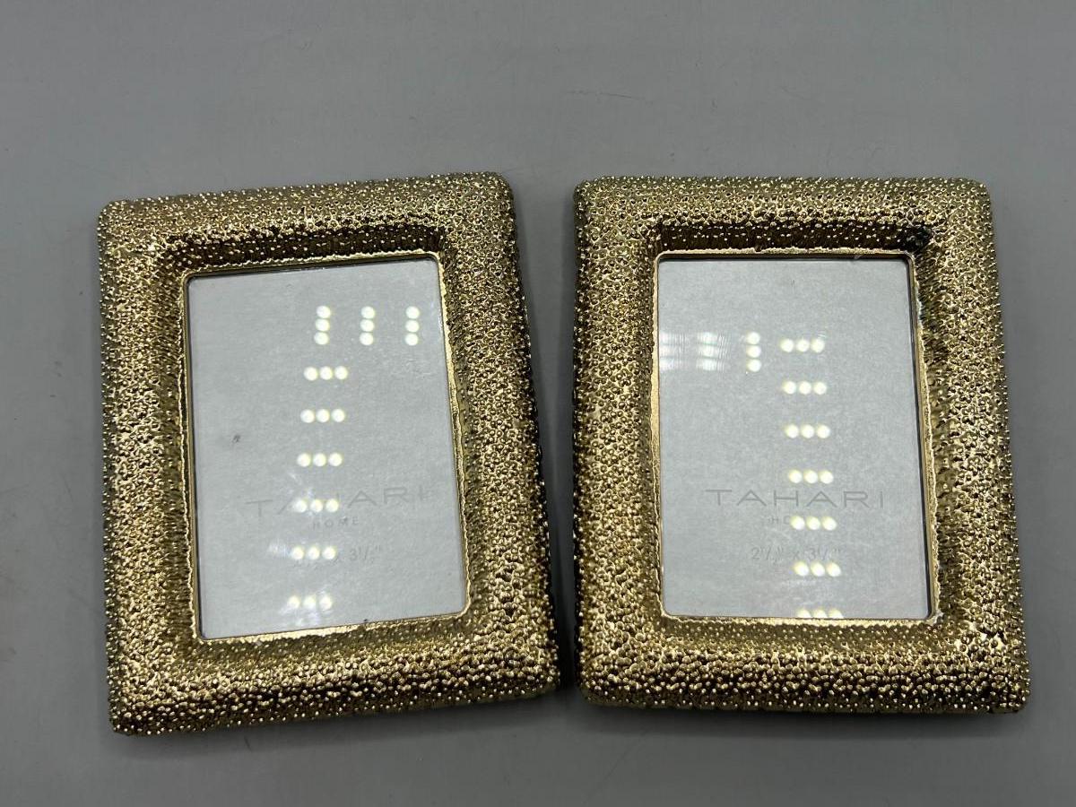 Pair of Small Tahari Home Modern Decor Gold Picture Frames ...