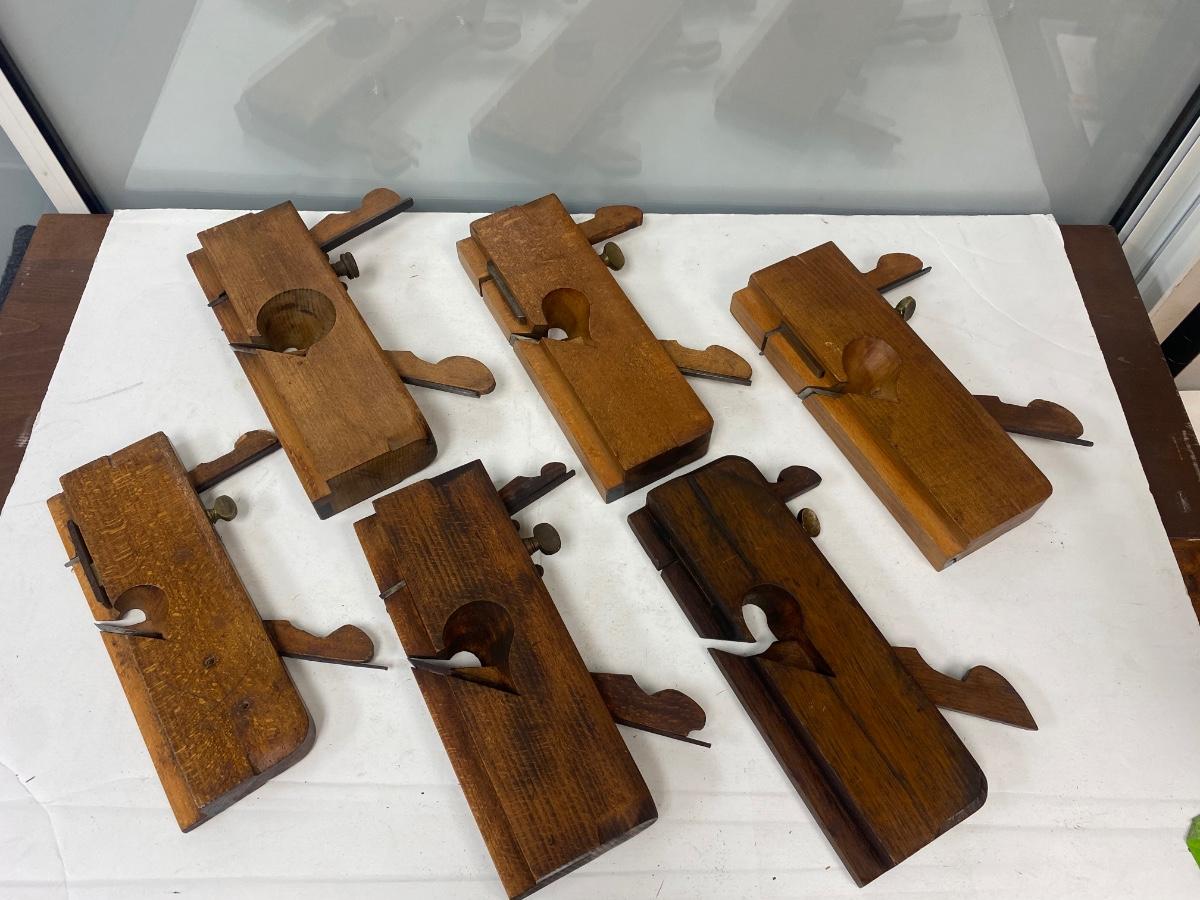 Lot of 6 Antique Woodworking Tool Hand Planes Dado Dove Tail Moulding