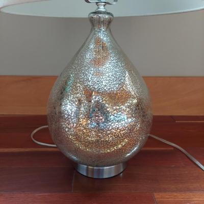 Metallic Glass Lamp with Natural Shade (LR-BB)