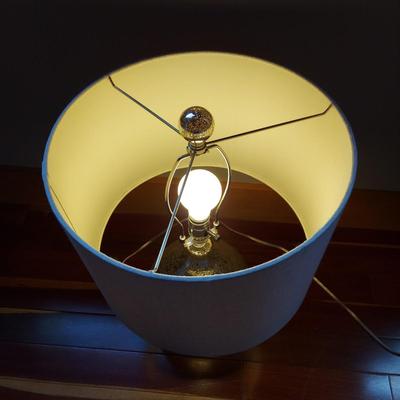 Metallic Glass Lamp with Natural Shade (LR-BB)