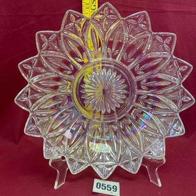 10 1/2â€ 1960â€™s Federal carnival glass- star flower bowl