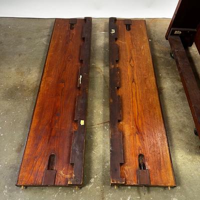 1326 Antique Dutch Marquetry Inlay Twin Size Sleigh Bed Frame