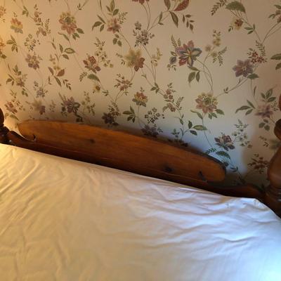 Antique Handmade Rope Bed Converted wFrame  (Needs TLC) with Sealy Posturepedic Mattress & Boxspring -Lot 242