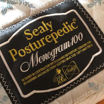 Antique Handmade Rope Bed Converted wFrame  (Needs TLC) with Sealy Posturepedic Mattress & Boxspring -Lot 242