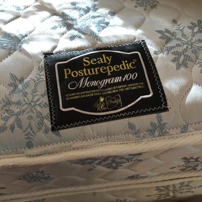 Antique Handmade Rope Bed Converted wFrame  (Needs TLC) with Sealy Posturepedic Mattress & Boxspring -Lot 242