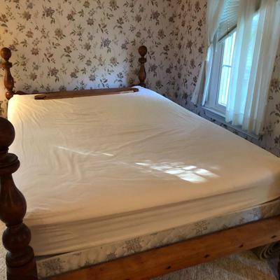 Antique Handmade Rope Bed Converted wFrame  (Needs TLC) with Sealy Posturepedic Mattress & Boxspring -Lot 242
