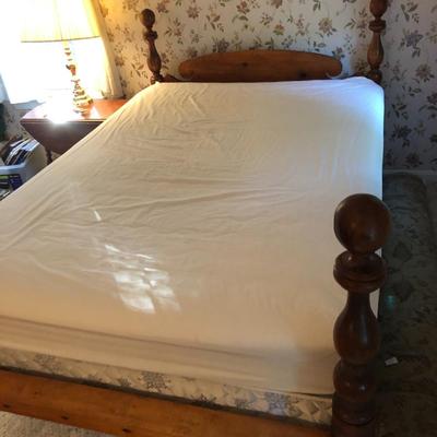 Antique Handmade Rope Bed Converted wFrame  (Needs TLC) with Sealy Posturepedic Mattress & Boxspring -Lot 242