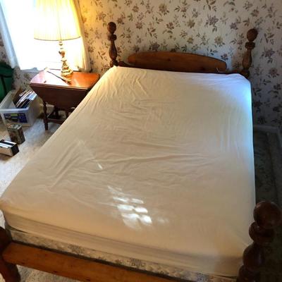 Antique Handmade Rope Bed Converted wFrame  (Needs TLC) with Sealy Posturepedic Mattress & Boxspring -Lot 242