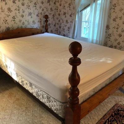 Antique Handmade Rope Bed Converted wFrame  (Needs TLC) with Sealy Posturepedic Mattress & Boxspring -Lot 242