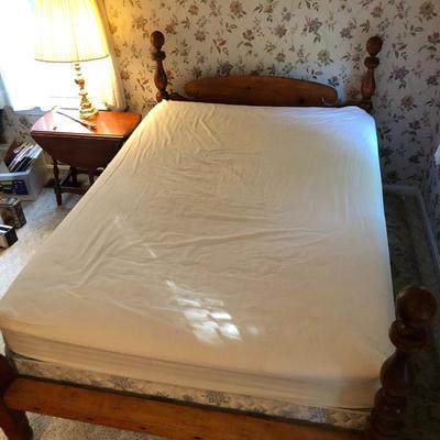 Antique Handmade Rope Bed Converted wFrame  (Needs TLC) with Sealy Posturepedic Mattress & Boxspring -Lot 242