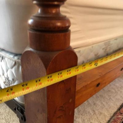 Antique Handmade Rope Bed Converted wFrame  (Needs TLC) with Sealy Posturepedic Mattress & Boxspring -Lot 242