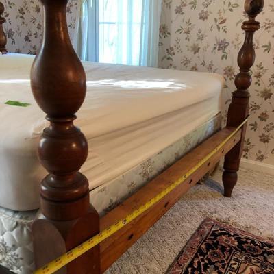 Antique Handmade Rope Bed Converted wFrame  (Needs TLC) with Sealy Posturepedic Mattress & Boxspring -Lot 242
