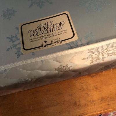 Antique Handmade Rope Bed Converted wFrame  (Needs TLC) with Sealy Posturepedic Mattress & Boxspring -Lot 242