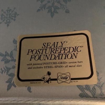 Antique Handmade Rope Bed Converted wFrame  (Needs TLC) with Sealy Posturepedic Mattress & Boxspring -Lot 242