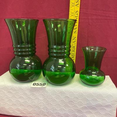 Set of vintage anchor hocking glass forest w/ 3 rings-6 1/4â€T