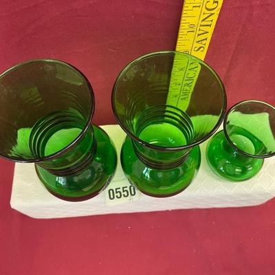 Set of vintage anchor hocking glass forest w/ 3 rings-6 1/4â€T