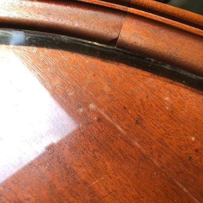 Antique Wooden Glass Top Oval Table (Feet Damaged) -Lot 245