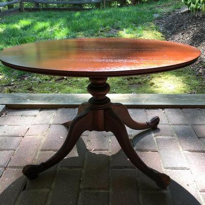 Antique Wooden Glass Top Oval Table (Feet Damaged) -Lot 245