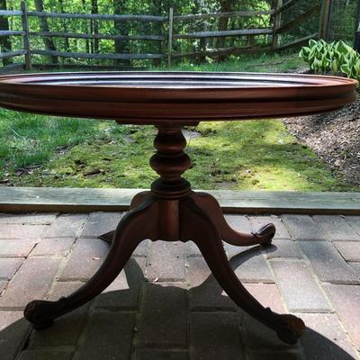 Antique Wooden Glass Top Oval Table (Feet Damaged) -Lot 245