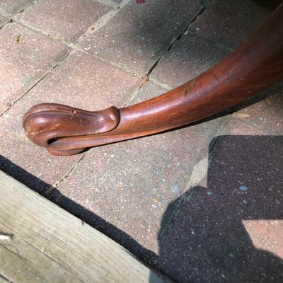 Antique Wooden Glass Top Oval Table (Feet Damaged) -Lot 245