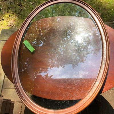 Antique Wooden Glass Top Oval Table (Feet Damaged) -Lot 245