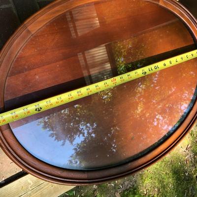 Antique Wooden Glass Top Oval Table (Feet Damaged) -Lot 245