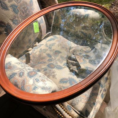 Antique Wooden Glass Top Oval Table (Feet Damaged) -Lot 245