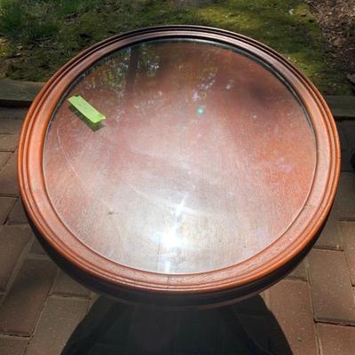 Antique Wooden Glass Top Oval Table (Feet Damaged) -Lot 245