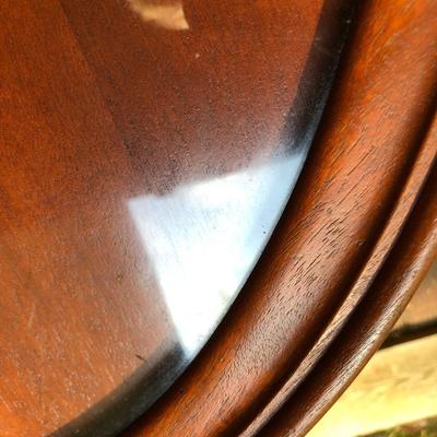 Antique Wooden Glass Top Oval Table (Feet Damaged) -Lot 245
