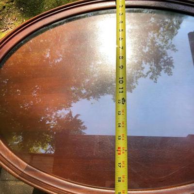 Antique Wooden Glass Top Oval Table (Feet Damaged) -Lot 245