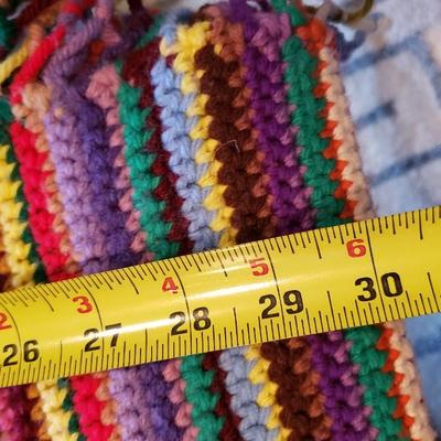 Striped hand crocheted afghan