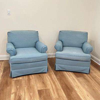 TEMPLE ~ Pair (2) ~ Vtg Blue Occasional Chairs