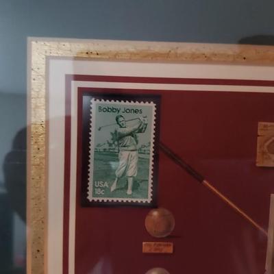 Framed stamps commemorating golf