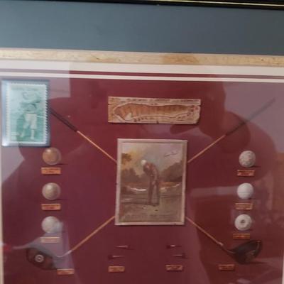 Framed stamps commemorating golf