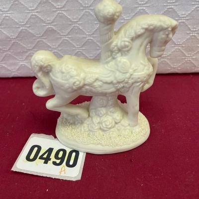 Vtg solid white carousel horse figurine