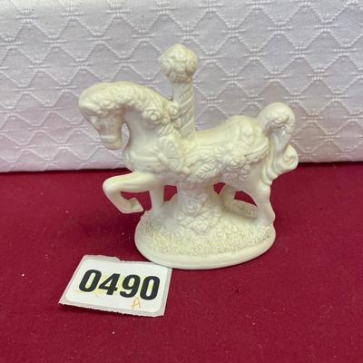 Vtg solid white carousel horse figurine