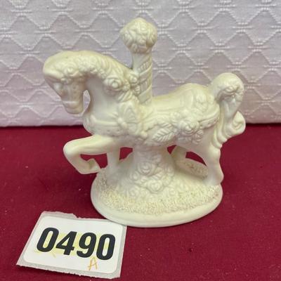 Vtg solid white carousel horse figurine