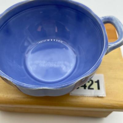 2 handle, blue,sugar bowl w/ lid