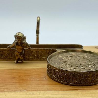 Gold gilt cherub little Angel/vanity cup & saucer holder
