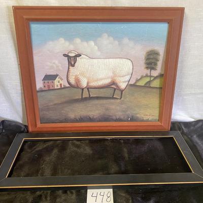 Sheep Picture and Black Frame