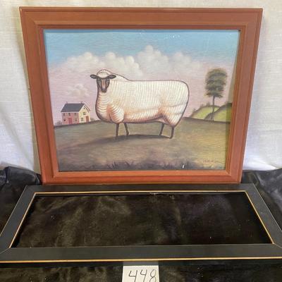 Sheep Picture and Black Frame