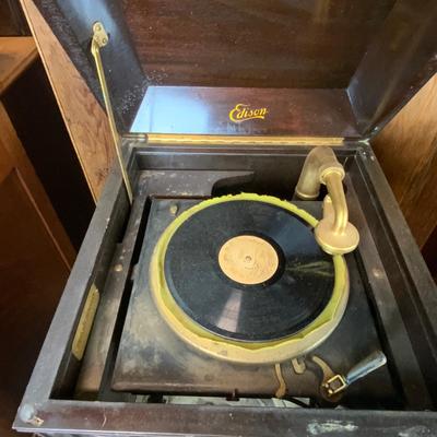 Lot 070 | Mahogany Edison Phonograph | 23 Thick Discs