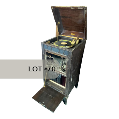 Lot 070 | Mahogany Edison Phonograph | 23 Thick Discs